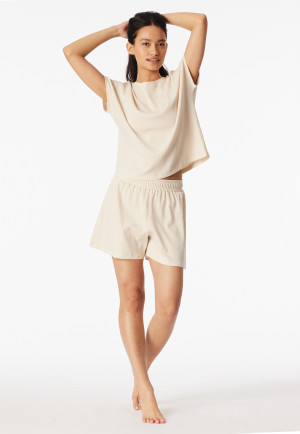 Korte fijnrib jacquard parelmoer pyjama - Casual Feel