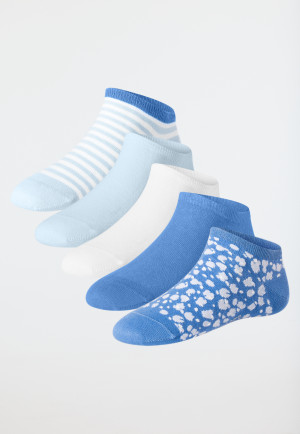 Chaussettes pour femme Sneaker Lot de 5 blanc/bleu - Fashion
