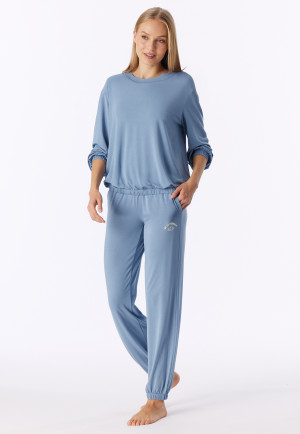 Pigiama lungo con polsini grigio-blu - Fashion casual