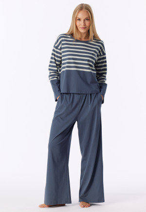Long Pyjamas with Stripes in Blue-Grey - Casual Nightwear