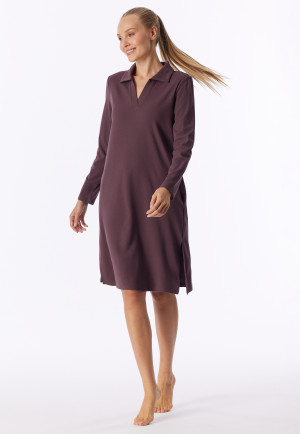 Camicia da notte a manica lunga, a costine sottili, termica, color cacao - selected! Premium Warming