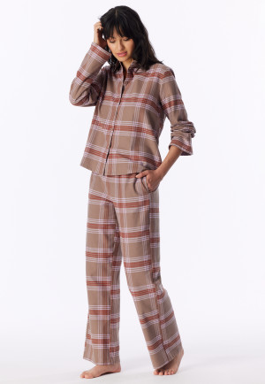 Long-Sleeved Flannel Pyjamas, Warm, Multicolor Chequered - Selected! Premium Warming