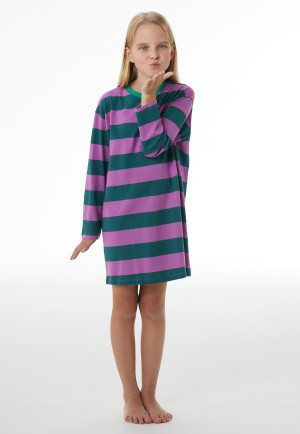 Camicia da notte a maniche lunghe a righe color bacca - Nightwear