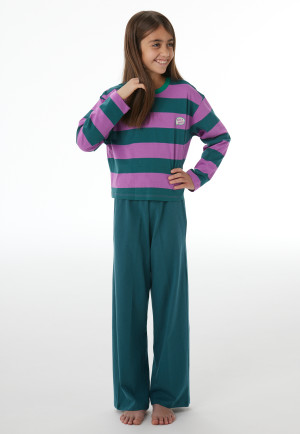 Pigiama lungo a righe larghe color bacca - Nightwear