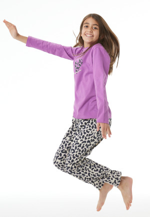 Schlafanzug lang Animal-Print beere - Nightwear