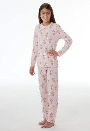 Lange pyjama met bloemenmotief, bonbonroze - Nightwear