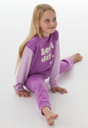 Long Pyjamas with Cuffs, Berry - Nightwear