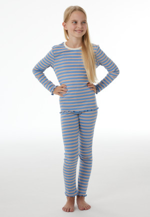 Schlafanzug lang Doppelripp Ringel air - Nightwear