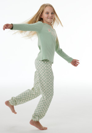 Schlafanzug lang Interlock Bündchen pastellgrün - Nightwear