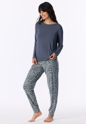 Shirt met lange mouwen en U-hals, blauwgrijs - Mix+ Relax