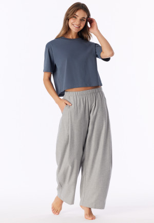 Langere flanele broek met visgraatpatroon, blauwgrijs gemêleerd - Mix+ Relax