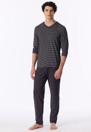 Long Pyjamas with Rings, Graphite - Long Life Soft