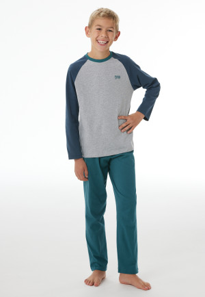 Schlafanzug lang Skateboard grau-meliert - Nightwear