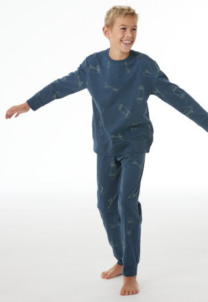 Schlafanzug lang Bündchen Skateboards deep blue - Nightwear