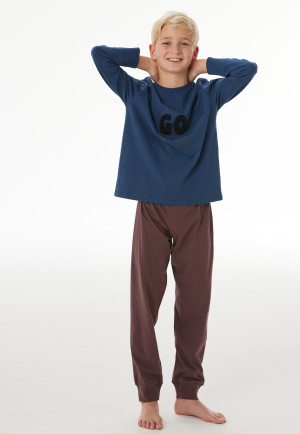 Schlafanzug lang Bündchen pacific blue - Nightwear