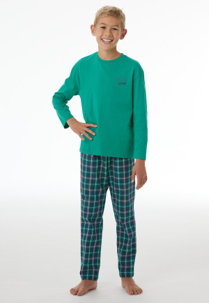 Schlafanzug lang Jersey Webware Karos jade - Nightwear