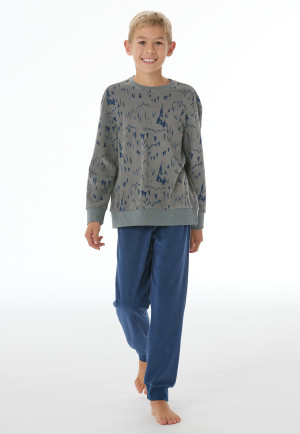Lange pyjama met manchetten in de kleur salie - Nightwear