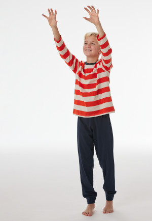 Lange pyjama met manchetten, met streepjes, oranje - Nightwear