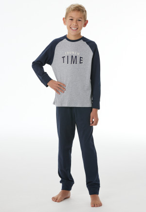 Lange pyjama met manchetten, grijs gemêleerd - Nightwear