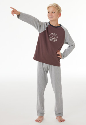 Pyjama long à manches raglan, couleur chocolat - Nightwear
