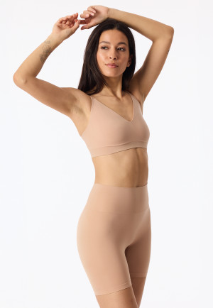 High Waist Biker Shorts seamless Jersey maple - Seamless Contouring
