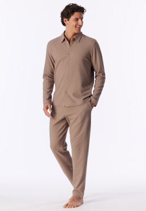 Long-Sleeve Pique Shirt, Warm, Nougat - Mix+ Relax