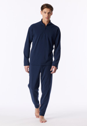 Sweatshirt met fijne rib en rits, warm, oversized, diepzeeblauw - Mix+ Relax