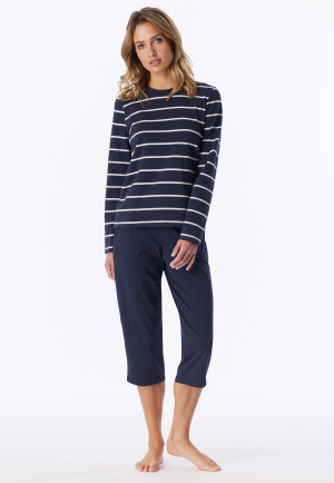 Shirt langarm dunkelblau-weiß geringelt - Mix+Relax