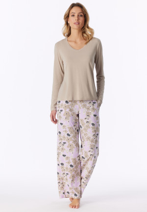 Long-Sleeve V-Neck Shirt in Bright Taupe - Mix+ Relax