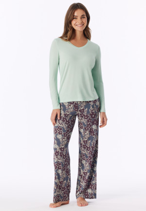 Shirt met lange mouwen en v-hals, kleur matcha latte - Mix+ Relax