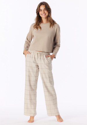 Long Flannel Pants, Bright Taupe Chequered - Mix+ Relax