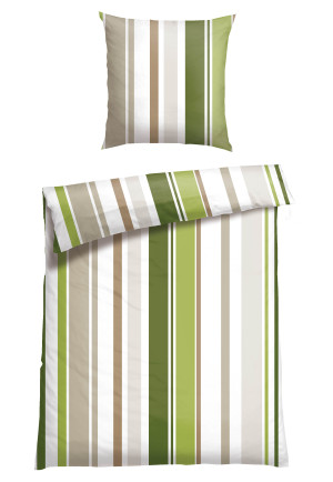 Parure de lit 2 pièces Renforcé vert rayé - SCHIESSER Home