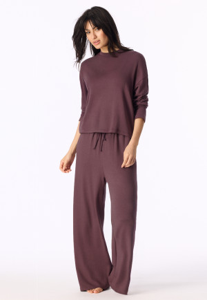 Lange broek van jerseybreisel, cacaobruin - Mix+ Relax