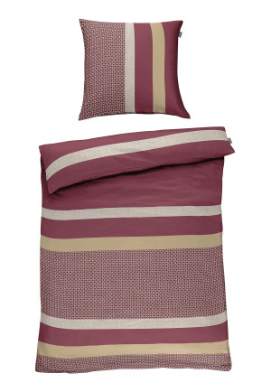 Parure de lit 2 pièces en satin à rayures bordeaux - SCHIESSER Home