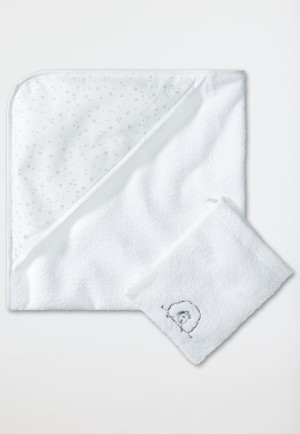 Ensemble de bain pour bébé unisexe blanc en éponge, composé d'une serviette et d'un gant - Original Classics