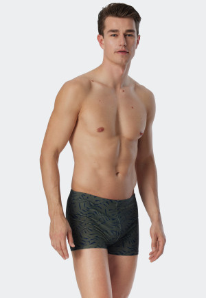 Swimwear retro knitwear zip pocket olive patterned - Wave Nature