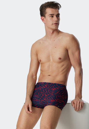 Swimwear retro knitwear zip pocket red patterned - Wave Nature