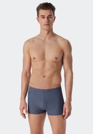 Swimwear retro shorts knitwear zip pocket dark blue patterned - Marineland