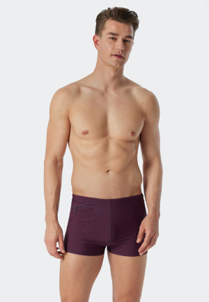 Retro swim shorts knitwear zip pocket red patterned - Marineland