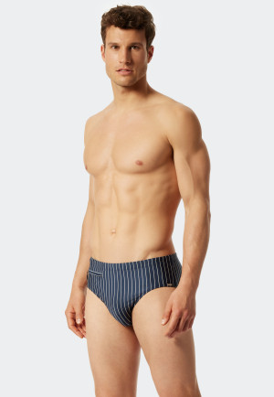 Men's swimwear with zip pocket knitwear recycled stripes admiral - Nautical Casual