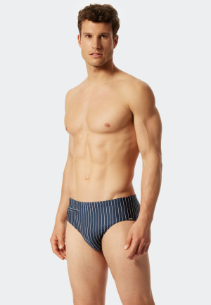 Badehose mit Reißverschlusstasche Wirkware recycelt Streifen admiral - Nautical Casual