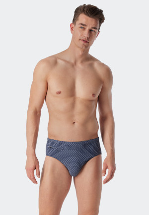 Bade-Sir knitwear swim briefs recycled zip pocket dark blue patterned - Marineland