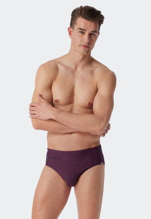 Bade-Sir knitwear recycled swim briefs zipper pocket red patterned - Marineland