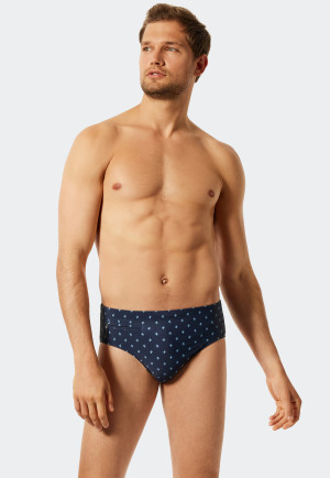 Swim briefs bikini with zipped pocket admiral patterned - Aqua