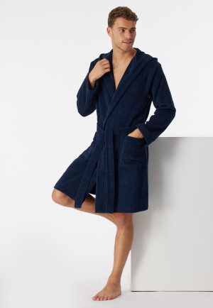 Badjas badstof 100 cm donkerblauw - Essentials