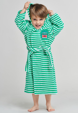 14 Years Schiesser Kids Bathrobe Terry striped long Unisex Nightblue//Grey