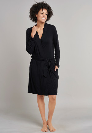 Bademantel ohne Kapuze Bambus schwarz - Rise Up