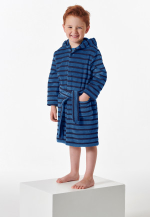 Bathrobe velour stripes blue - Boys World