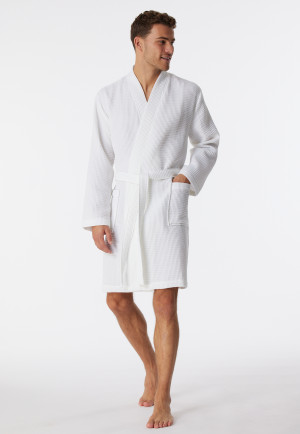 Bathrobe waffle piqué white - Essentials