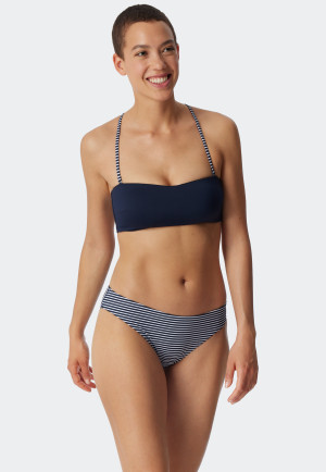 Bandeau bikini top lined soft cups variable straps dark blue - Mix & Match Reflections